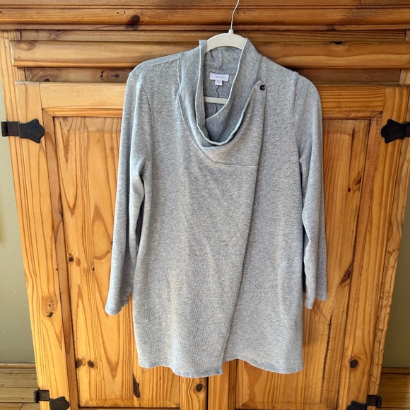 J. Jill Sweaters - J. Jill Pure Jill Sweater Cardigan Cowl Neck Gray Wrap Top Cotton Blend Petite M